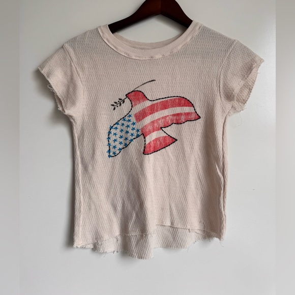 We The Free Tops - We the Free American Flag Dove Red White Blue Waffle Knit Short Sleeve Small